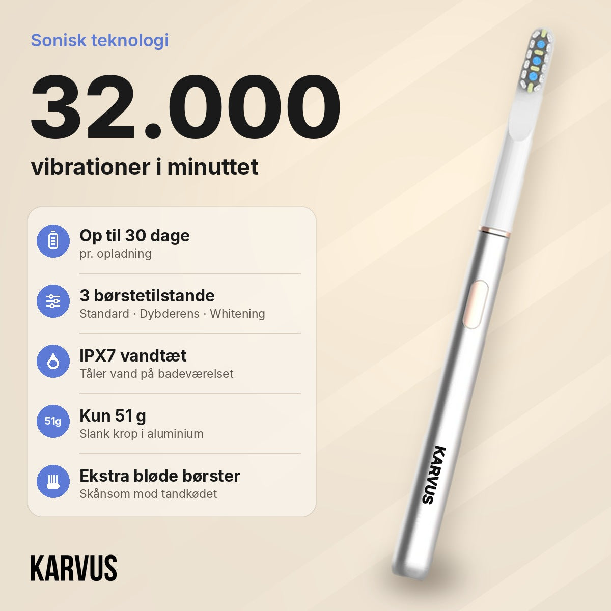KARVUS Sonic Tandbørste